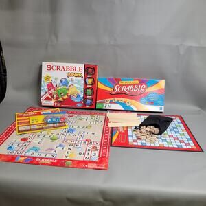 Hasbro LOT SCRABBLE JUNIOR minis SCRABBLE POWER TILES Board Game 100% COMPLETE